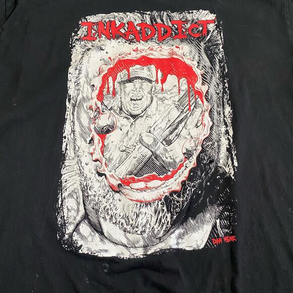 Black Ink Addict Streetwear T shirt short sleeve Red White Dan Henk Gun Gore - Picture 2 of 6